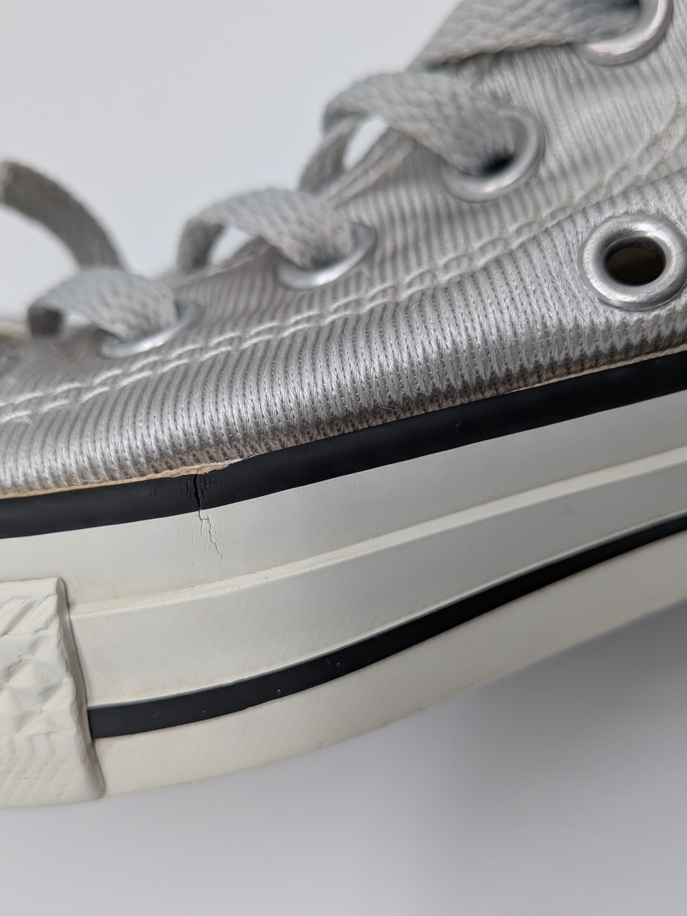Converse Chuck Taylor All Star High Top Metallic Silver Corduroy Women's Sz 9.5 - Picture 9 of 10